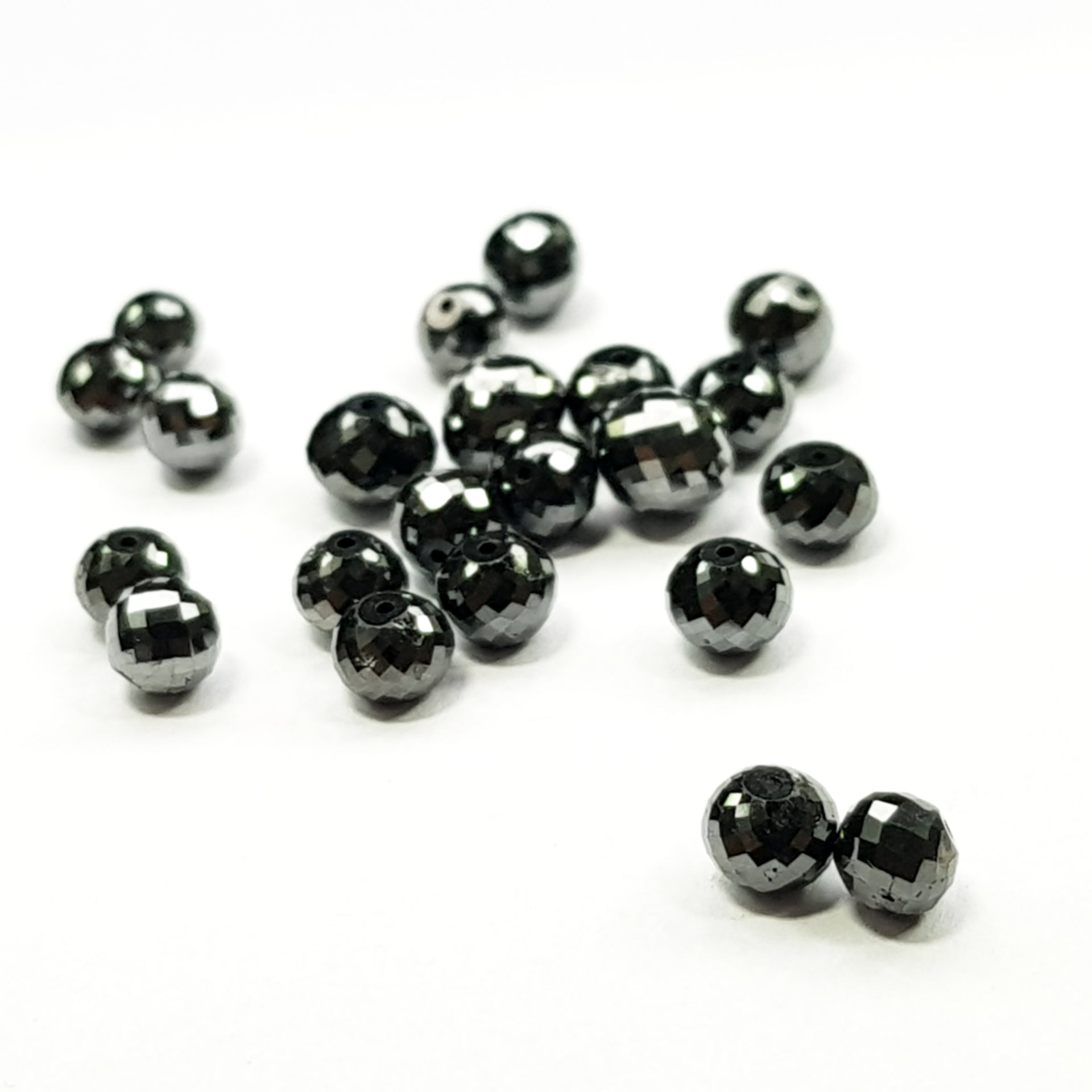 4.00 MM Each Natural Black Round Ball's Cut Loose Diamonds Beads For Strand Necklace Chain, 10 Pcs.