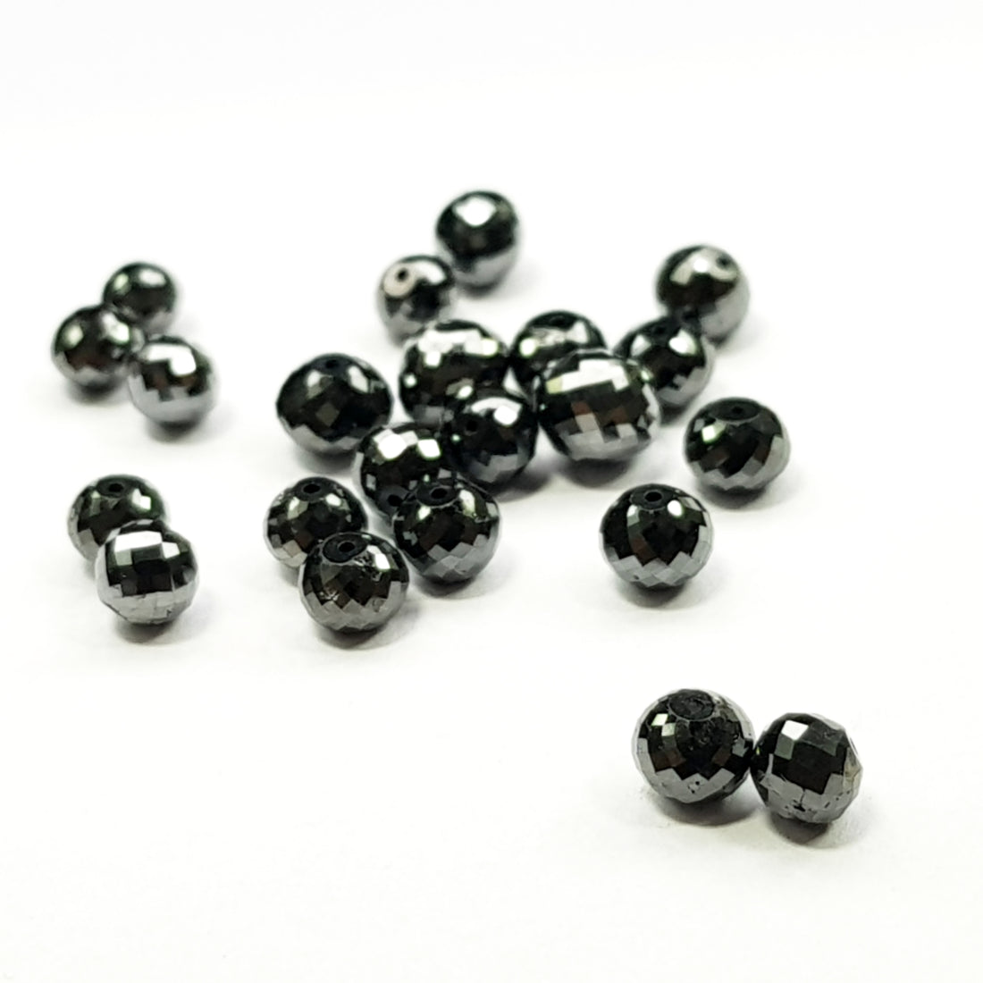 3.00 MM Each Natural Black Round Ball's Cut Loose Diamonds Beads For Strand Necklace Chain, 10 Pcs.