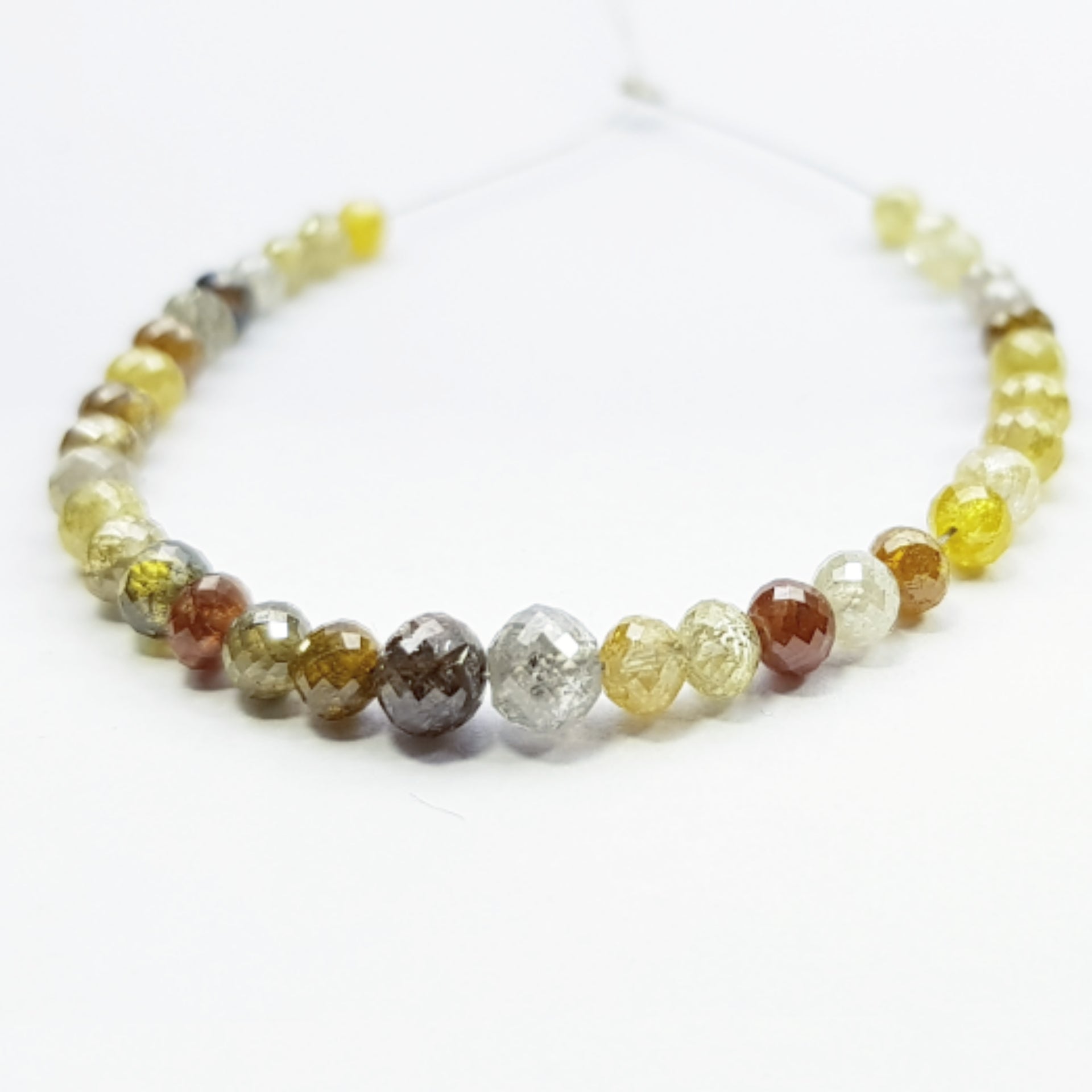 12 ct 2.5 to 3.0 mm Natural Multi Color Round Ball's Diamond Beads 6.50" Bracelet wt Silver Clasp