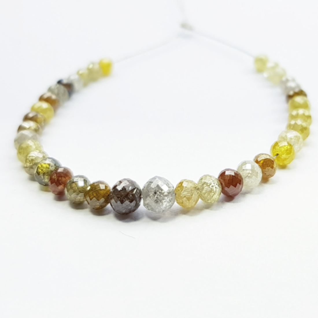 12 ct 2.5 to 3.0 mm Natural Multi Color Round Ball's Diamond Beads 6.50" Bracelet wt Silver Clasp