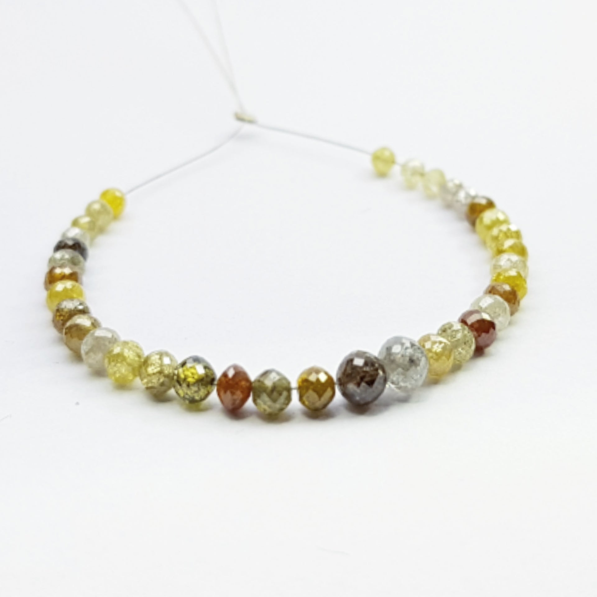 12 ct 2.5 to 3.0 mm Natural Multi Color Round Ball's Diamond Beads 6.50" Bracelet wt Silver Clasp
