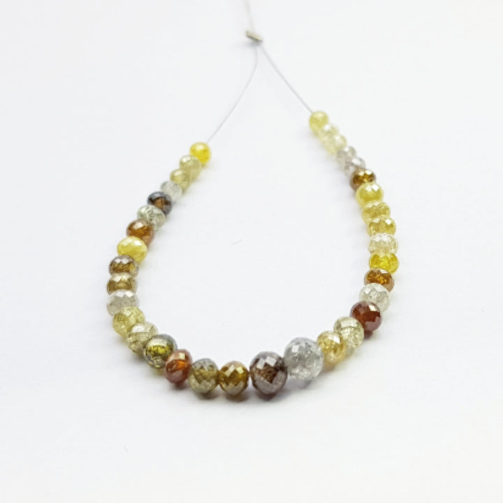 12 ct 2.5 to 3.0 mm Natural Multi Color Round Ball's Diamond Beads 6.50" Bracelet wt Silver Clasp
