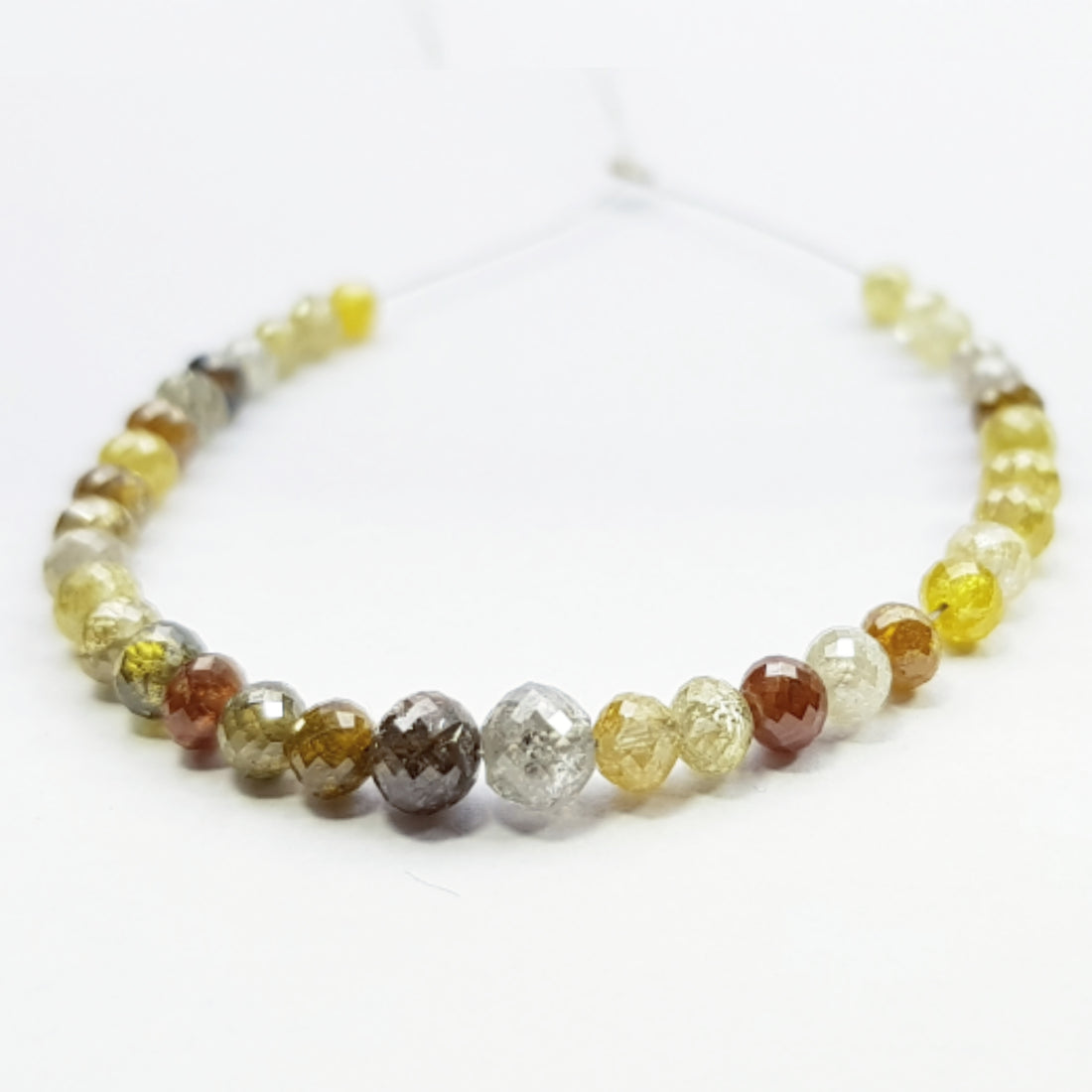 12 ct 2.5 to 3.0 mm Natural Multi Color Round Ball's Diamond Beads 6.50" Bracelet wt Silver Clasp