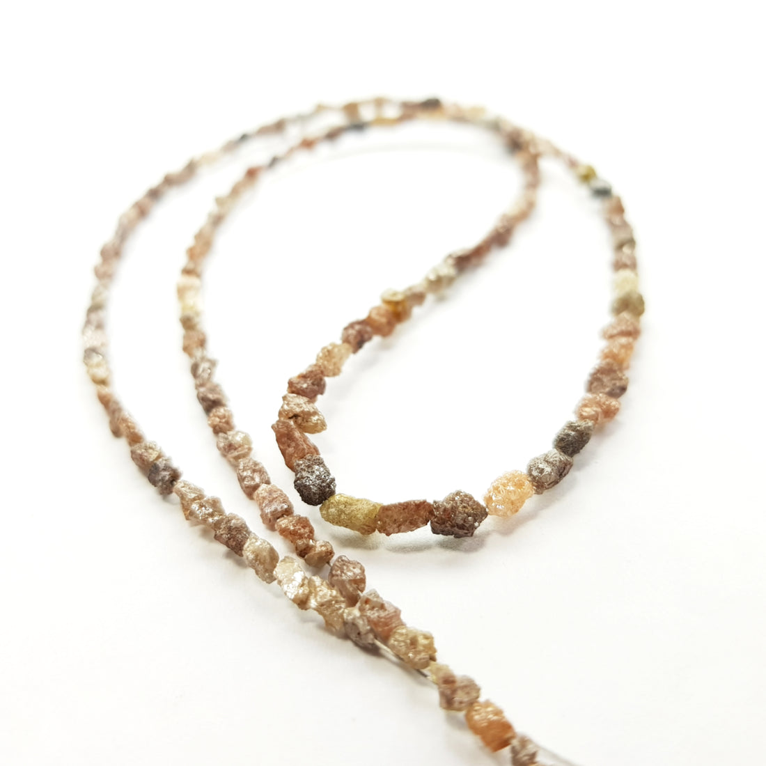20 Carat Full Strand Natural Red Color Long Drilled Loose Rough Diamond Beads 16" Strand Necklace wt Silver Clasp