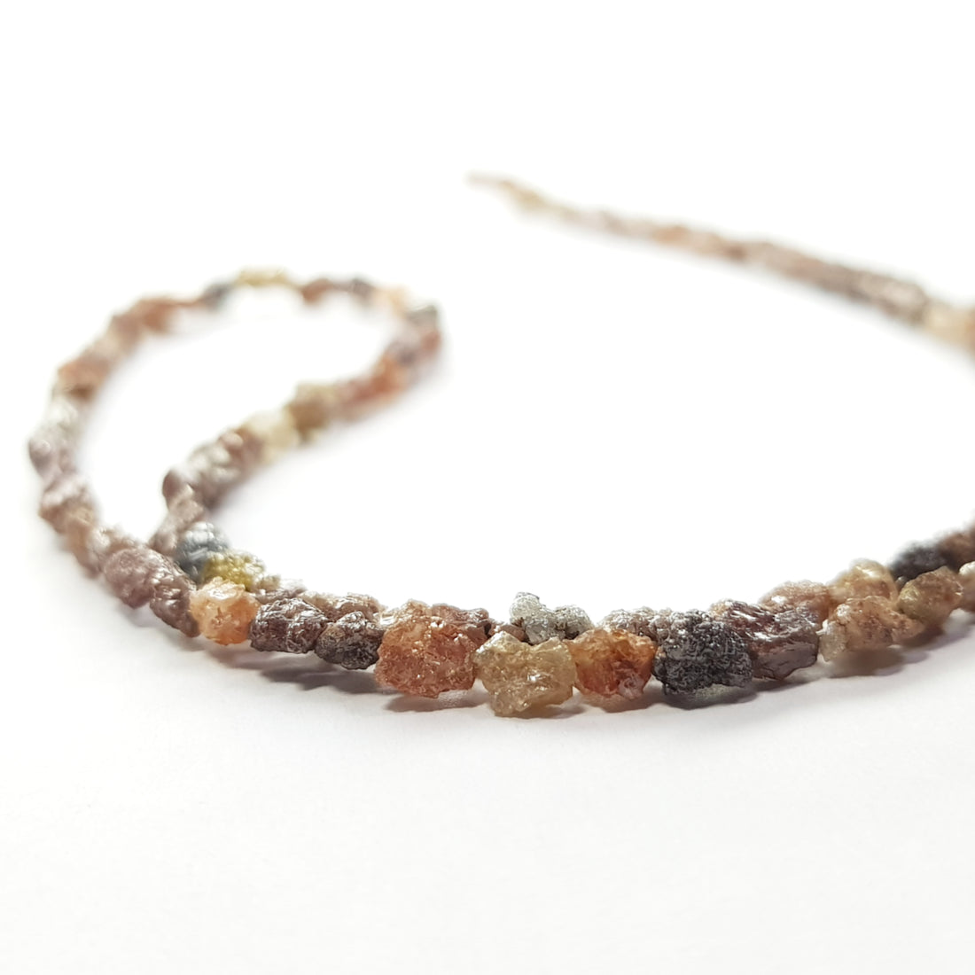 20 Carat Full Strand Natural Red Color Long Drilled Loose Rough Diamond Beads 16" Strand Necklace wt Silver Clasp