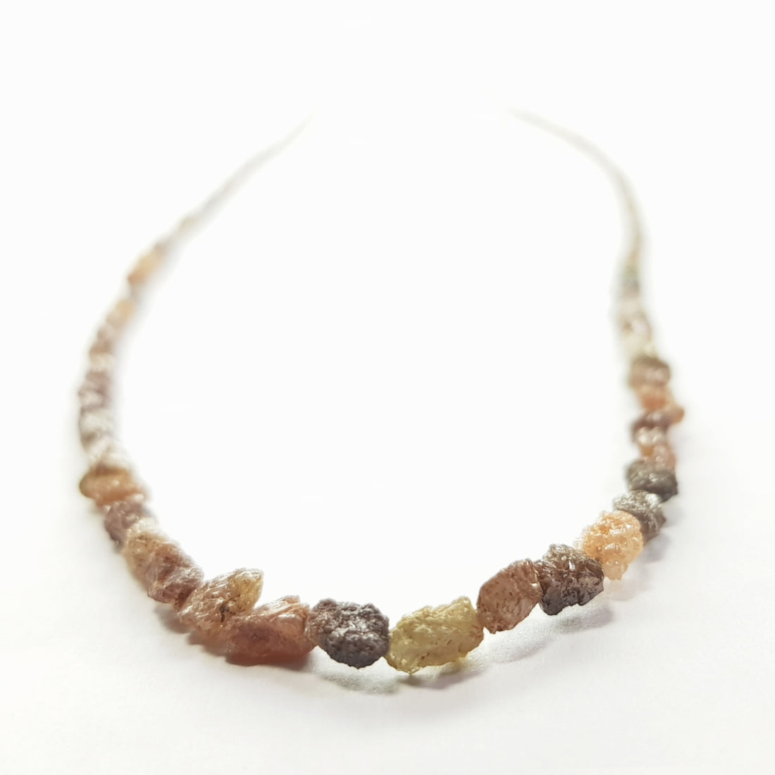 20 Carat Full Strand Natural Red Color Long Drilled Loose Rough Diamond Beads 16" Strand Necklace wt Silver Clasp