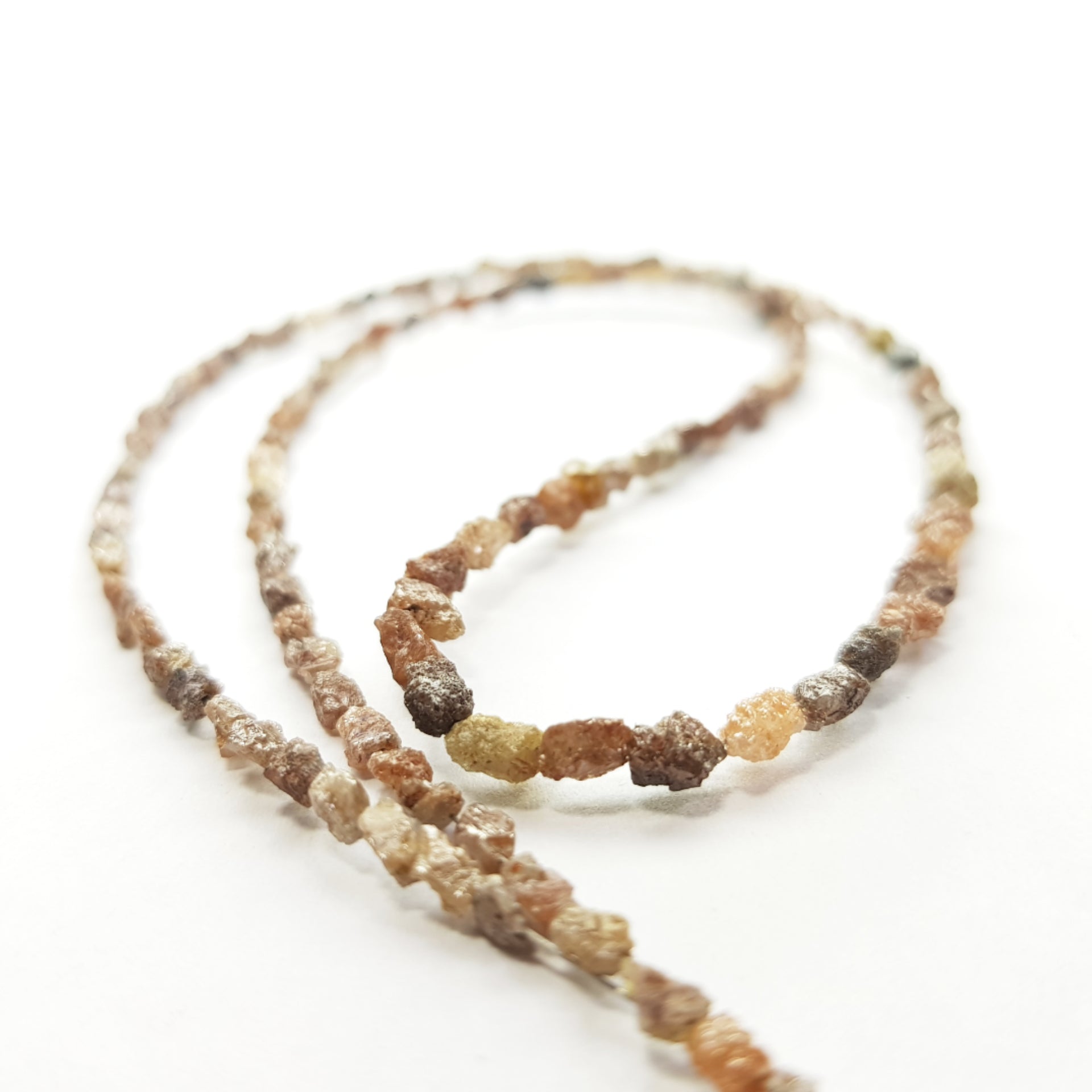 15.00 Ct Natural Reddish Color Long Drilled Rough Diamonds Beads 16" Strand Necklace .Silver Clasp, Earth Mined Diamond