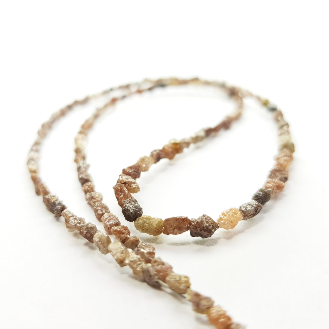 20 Carat Full Strand Natural Red Color Long Drilled Loose Rough Diamond Beads 16" Strand Necklace wt Silver Clasp