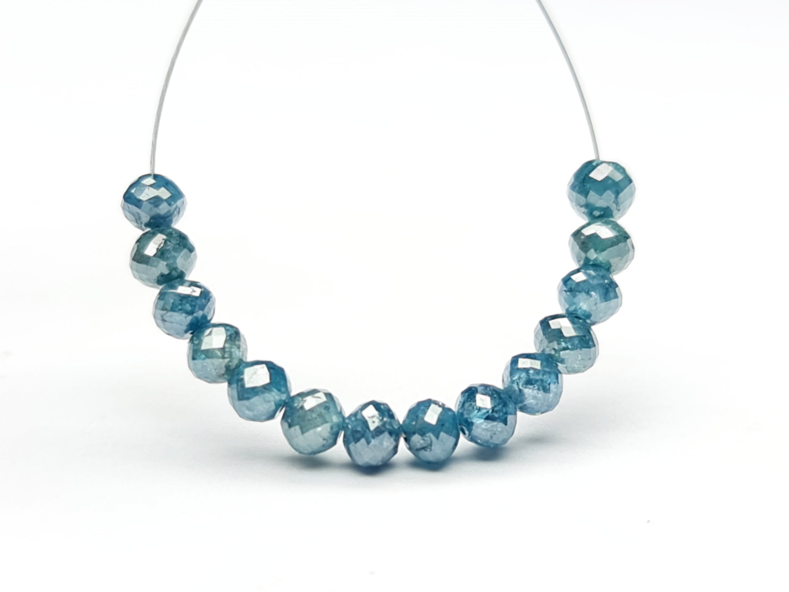 5.00 Carat 2.00-3.00 MM Natural Blue Polished Round Loose Diamond Beads wt Drilled Hole