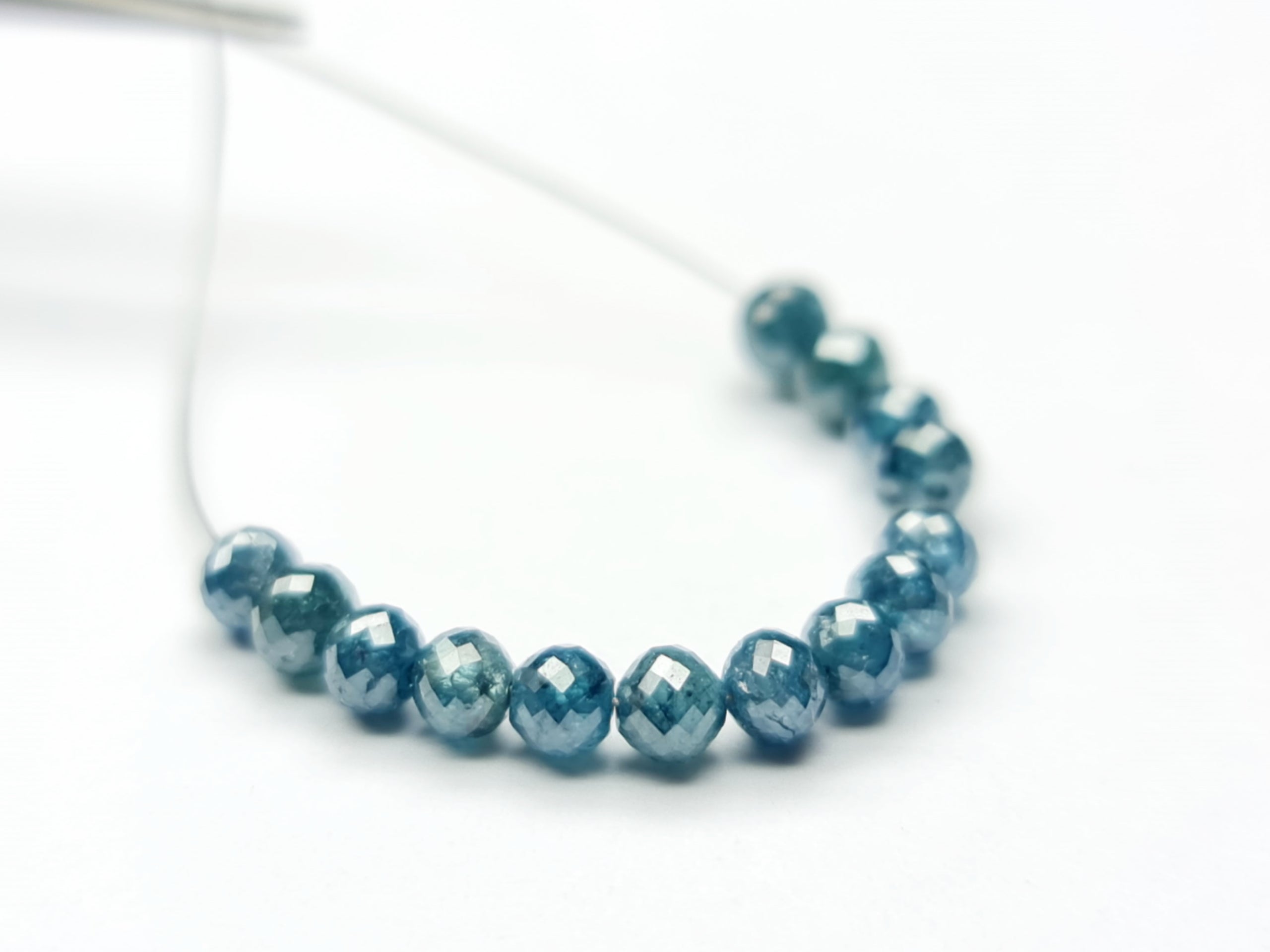 5.00 Carat 2.00-3.00 MM Natural Blue Polished Round Loose Diamond Beads wt Drilled Hole