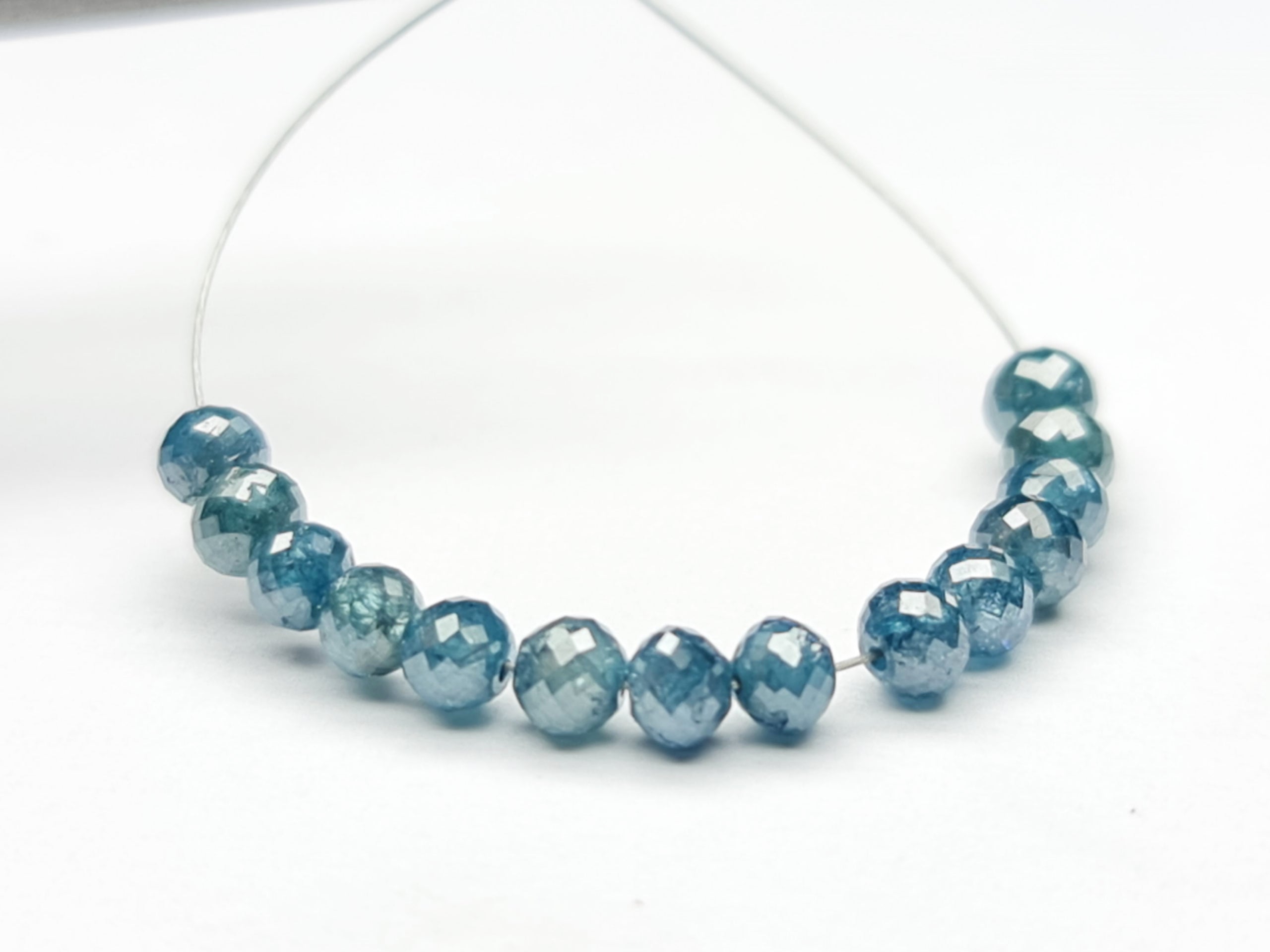 5.00 Carat 2.00-3.00 MM Natural Blue Polished Round Loose Diamond Beads wt Drilled Hole
