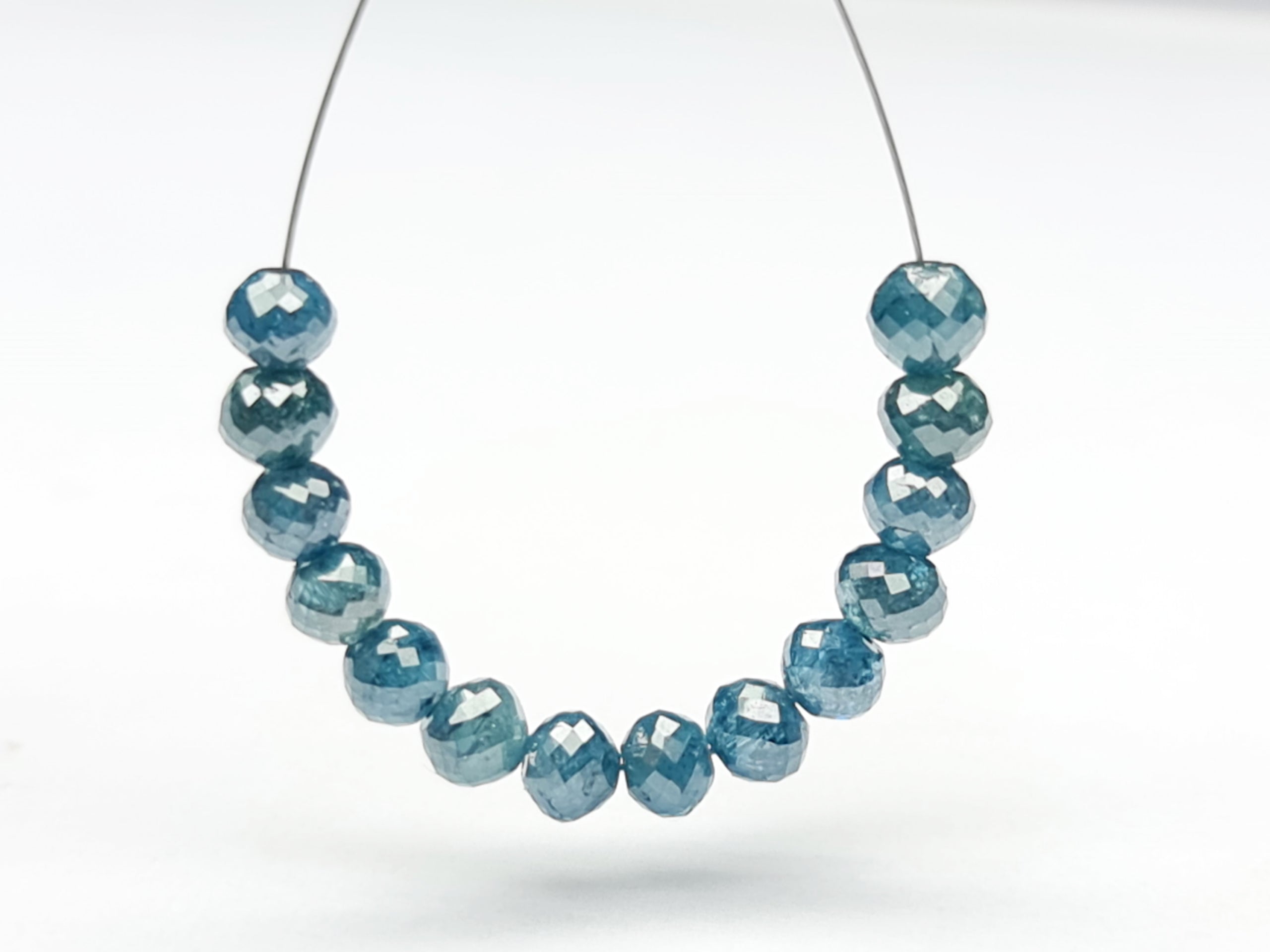 5.00 Carat 2.00-3.00 MM Natural Blue Polished Round Loose Diamond Beads wt Drilled Hole