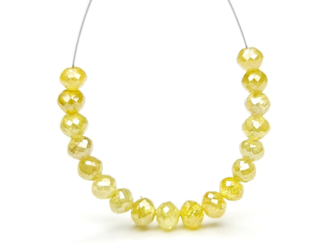 5.00 Carat 2.00-3.00 MM Natural Yellow Color Polished Round Loose Diamond Beads wt Drilled Hole