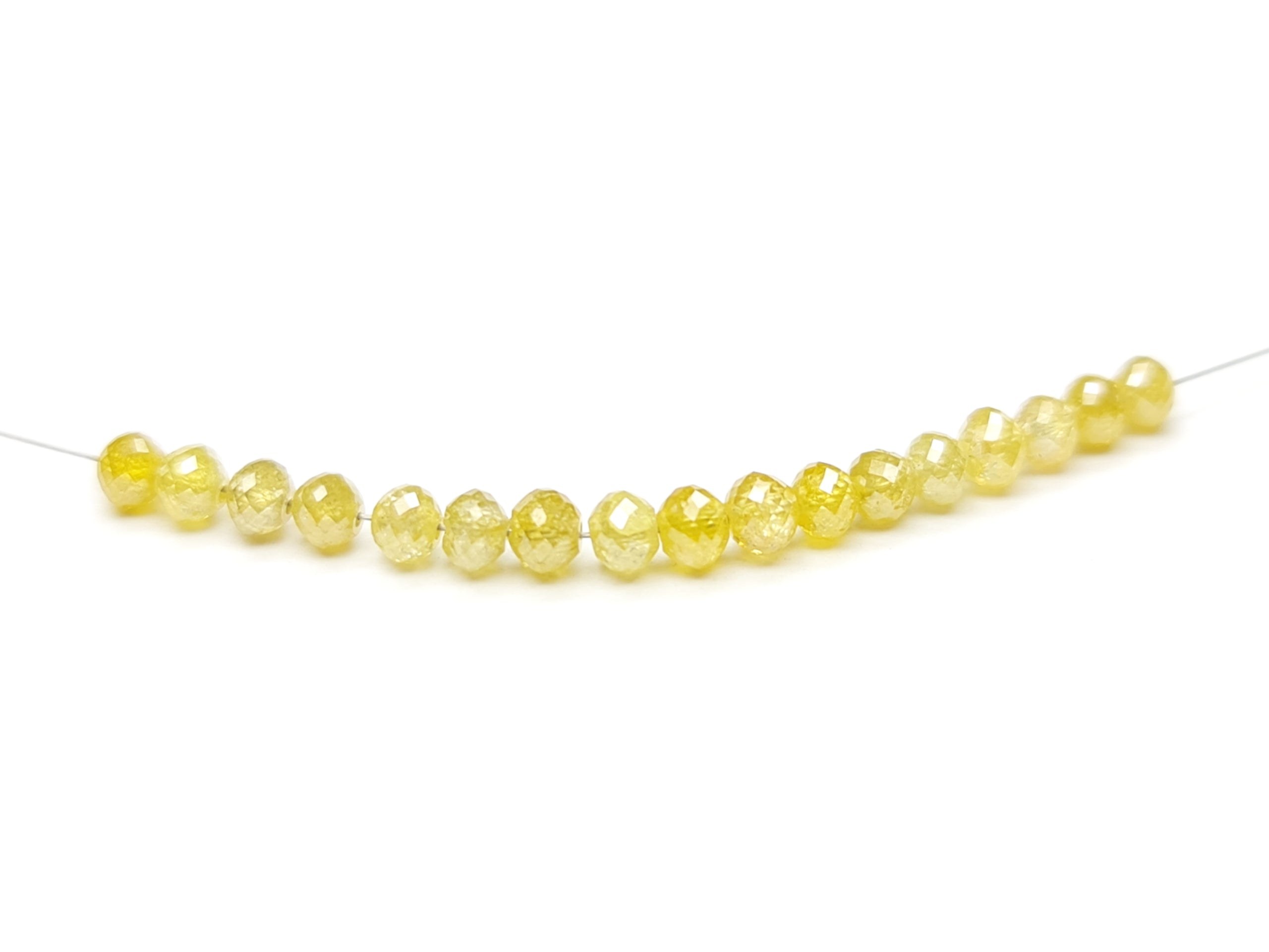 5.00 Carat 2.00-3.00 MM Natural Yellow Color Polished Round Loose Diamond Beads wt Drilled Hole