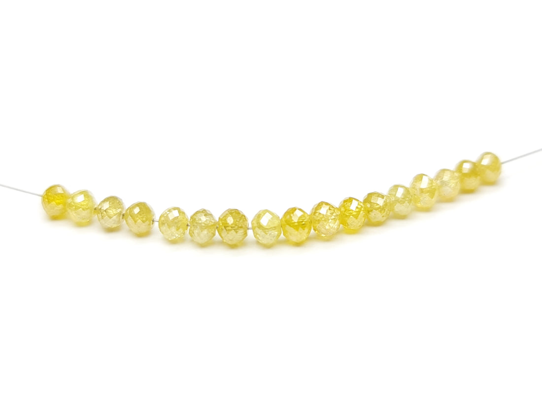 5.00 Carat 2.00-3.00 MM Natural Yellow Color Polished Round Loose Diamond Beads wt Drilled Hole