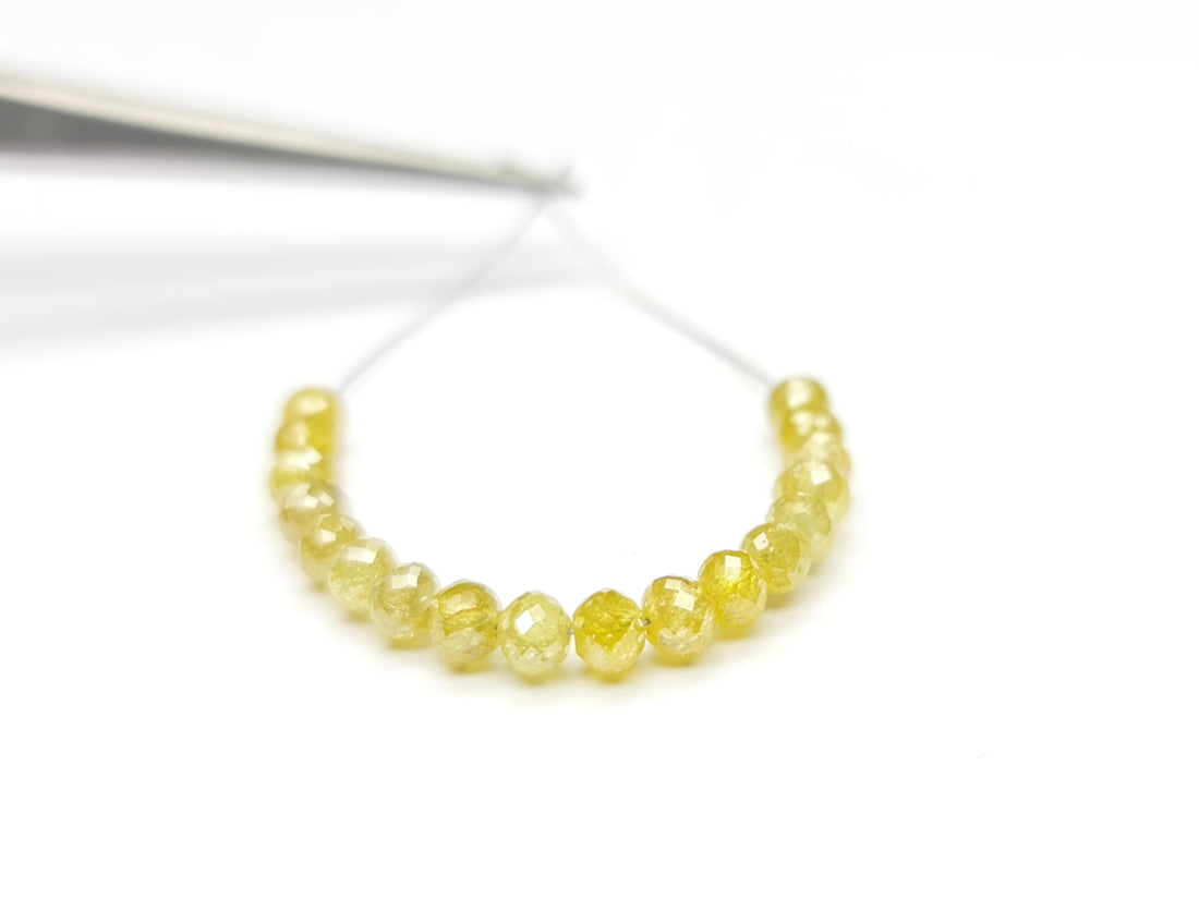 5.00 Carat 2.00-3.00 MM Natural Yellow Color Polished Round Loose Diamond Beads wt Drilled Hole