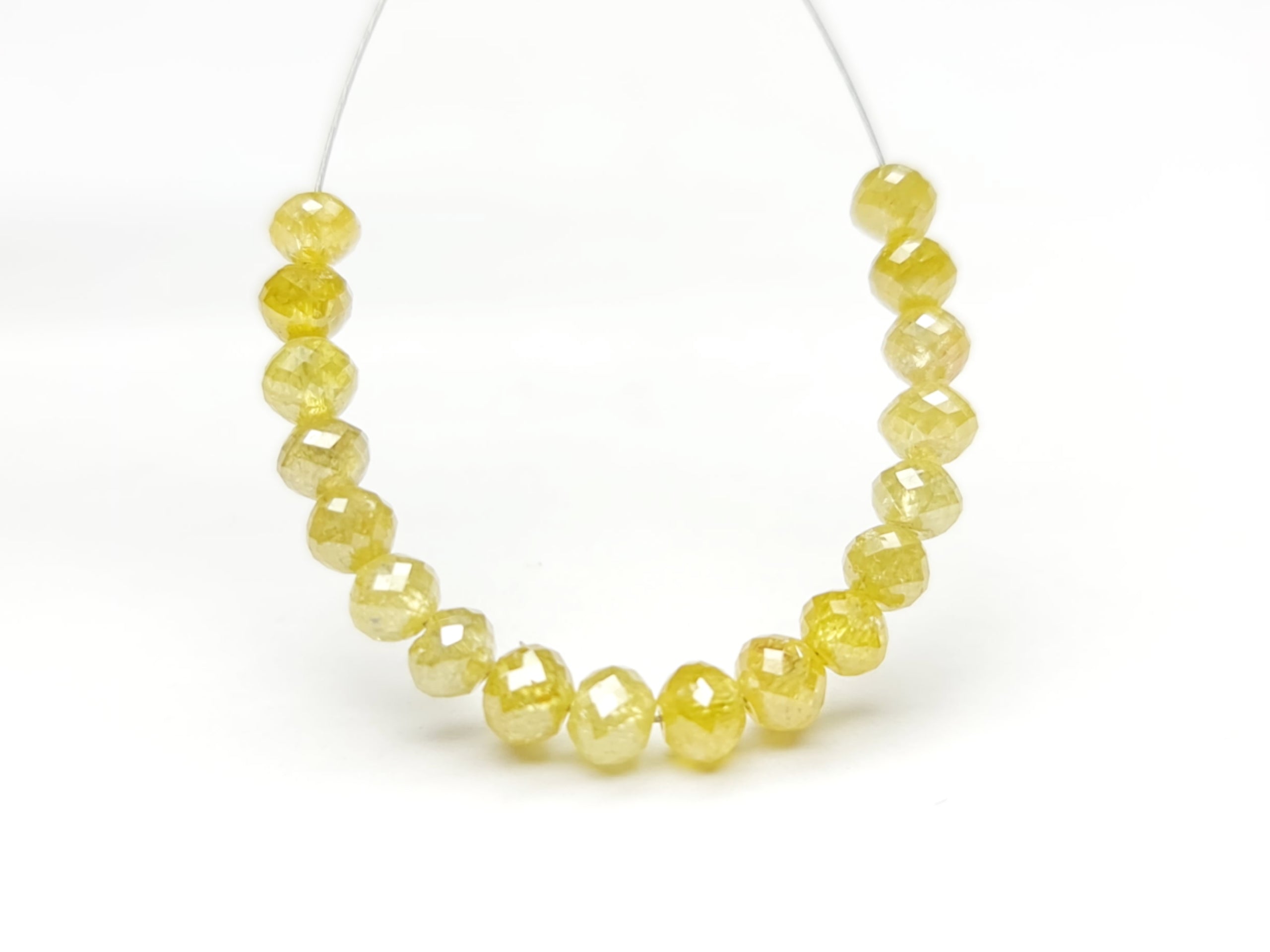 5.00 Carat 2.00-3.00 MM Natural Yellow Color Polished Round Loose Diamond Beads wt Drilled Hole