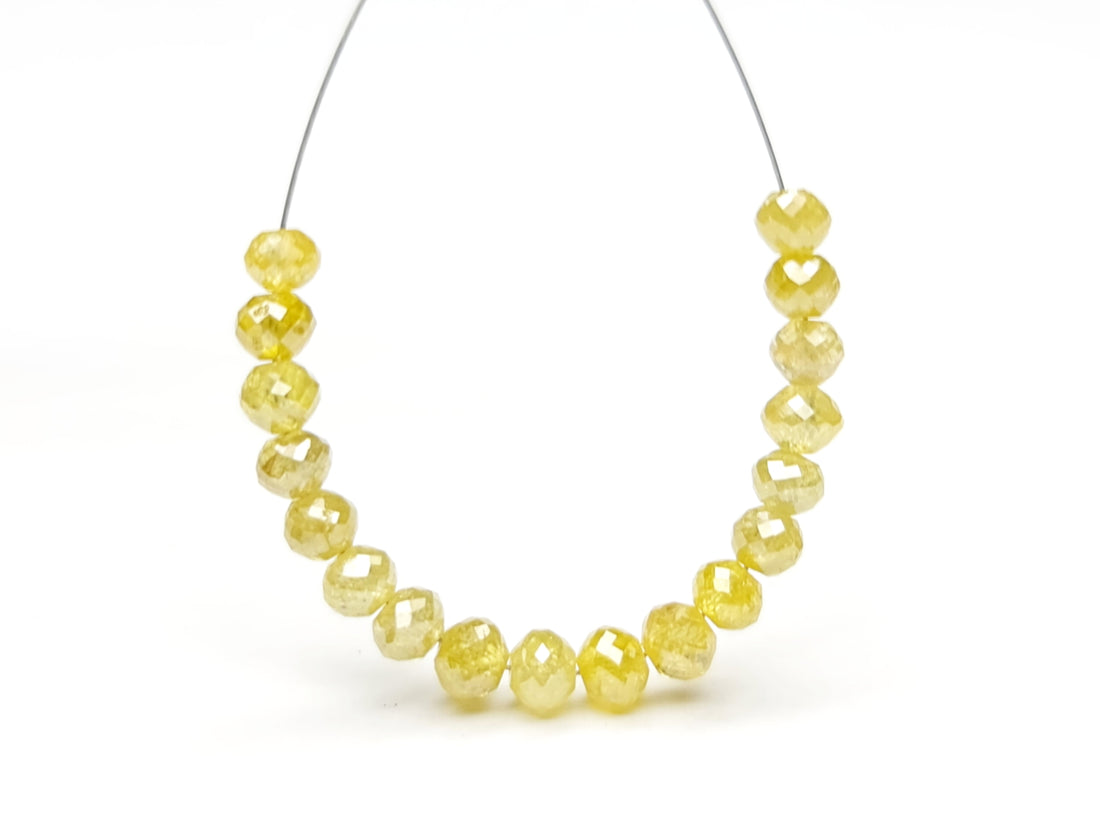 5.00 Carat 2.00-3.00 MM Natural Yellow Color Polished Round Loose Diamond Beads wt Drilled Hole