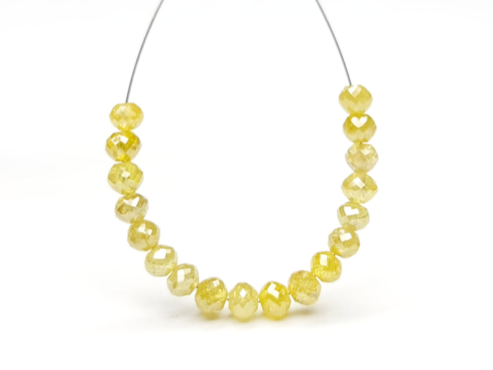 5.00 Carat 2.00-3.00 MM Natural Yellow Color Polished Round Loose Diamond Beads wt Drilled Hole