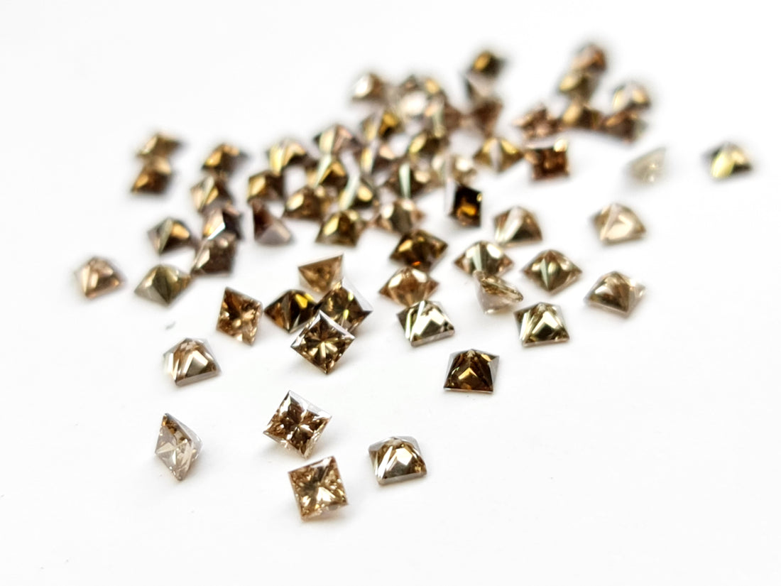 1.00 Ct Lot Natural Brown Princess Cut Loose Diamonds 1.50–2.00 MM for Engagement Rings or Fine Jewelry