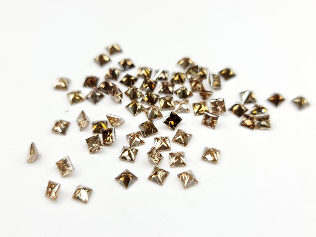 1.00 Ct Lot Natural Brown Princess Cut Loose Diamonds 1.50–2.00 MM for Engagement Rings or Fine Jewelry