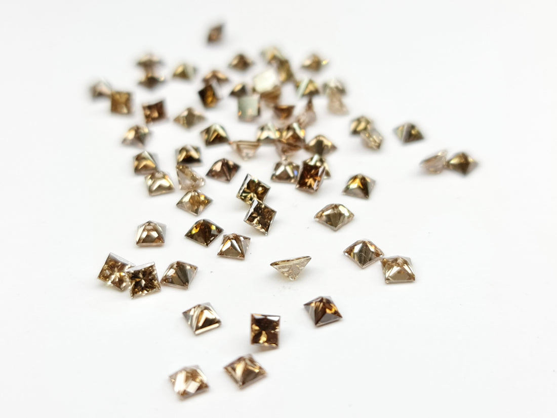 1.00 Ct Lot Natural Brown Princess Cut Loose Diamonds 1.50–2.00 MM for Engagement Rings or Fine Jewelry