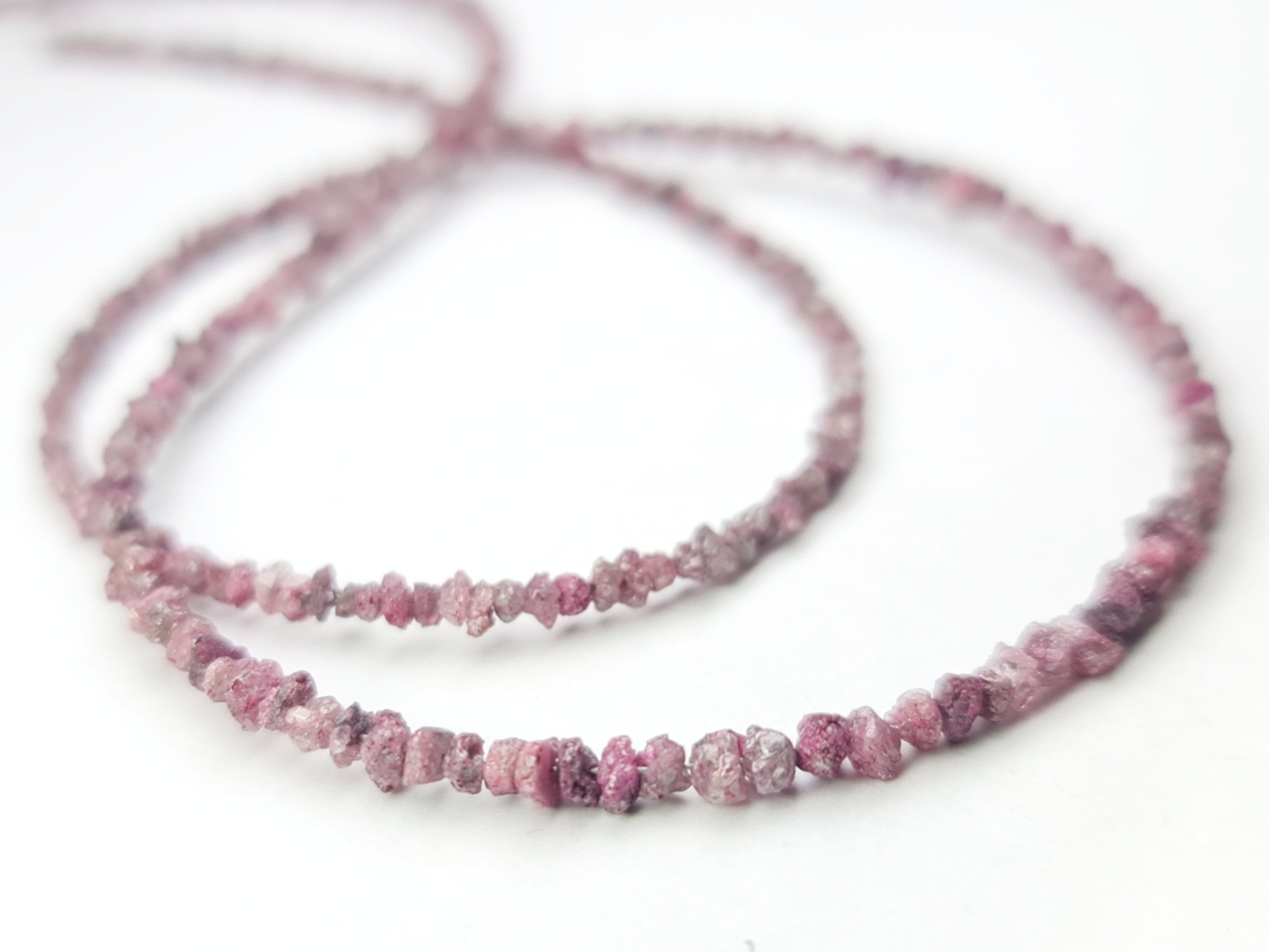 20.00 Ct Fancy Pink Color Raw Uncut Rough Loose Diamonds Beads 16" Strand Necklace wt Silver Clasp