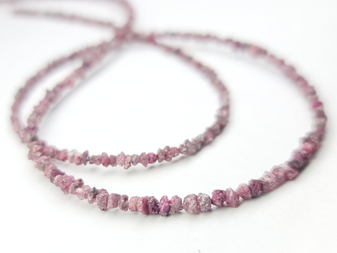 20.00 Ct Fancy Pink Color Raw Uncut Rough Loose Diamonds Beads 16" Strand Necklace wt Silver Clasp