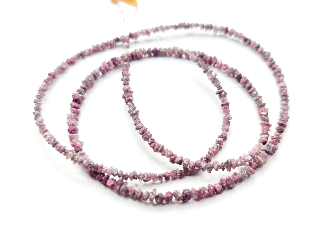 20.00 Ct Fancy Pink Color Raw Uncut Rough Loose Diamonds Beads 16" Strand Necklace wt Silver Clasp