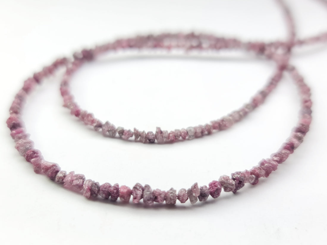 20.00 Ct Fancy Pink Color Raw Uncut Rough Loose Diamonds Beads 16" Strand Necklace wt Silver Clasp