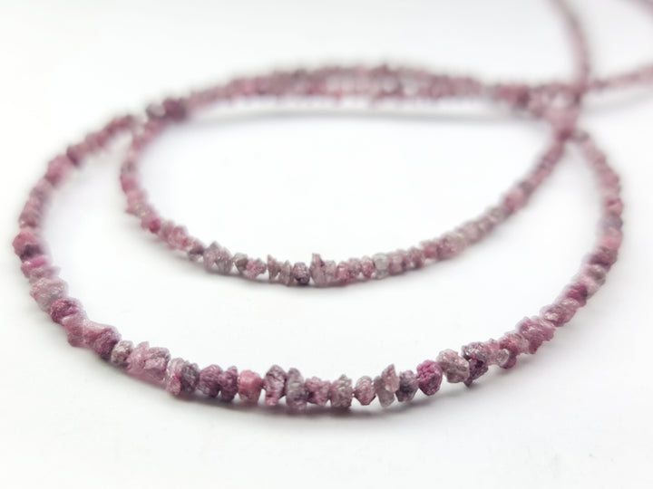 20.00 Ct Fancy Pink Color Raw Uncut Rough Loose Diamonds Beads 16" Strand Necklace wt Silver Clasp