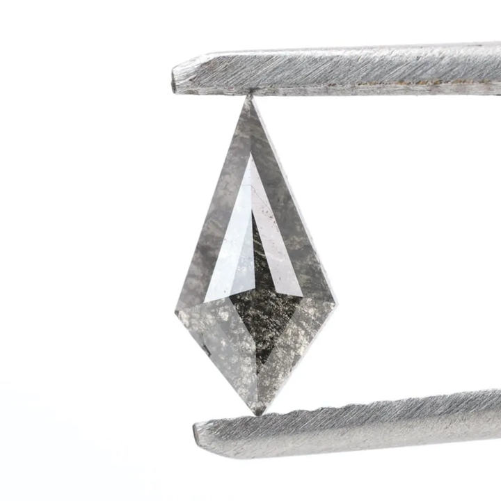 0.54 Ct Salt and Pepper Diamond, Natural Gray Smokey Kite Loose Diamonds for Engagement Ring