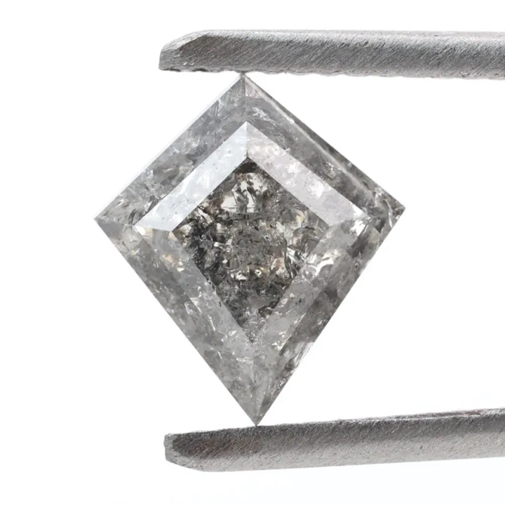 1.72 Ct Salt and Pepper Diamond, Natural Gray Kite Loose Diamonds for Engagement Ring