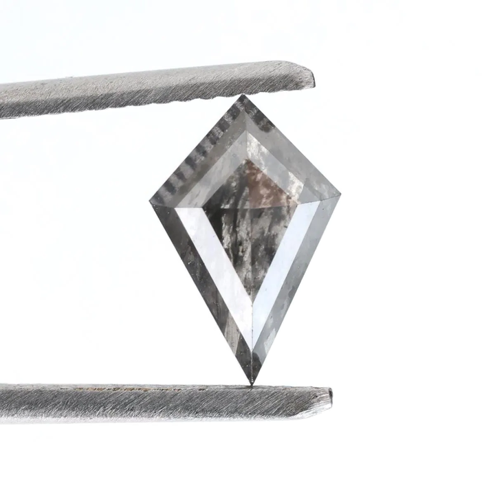 1.36 Cts Salt and Pepper Diamond, Natural Gray Kite Loose Diamonds for Engagement Ring