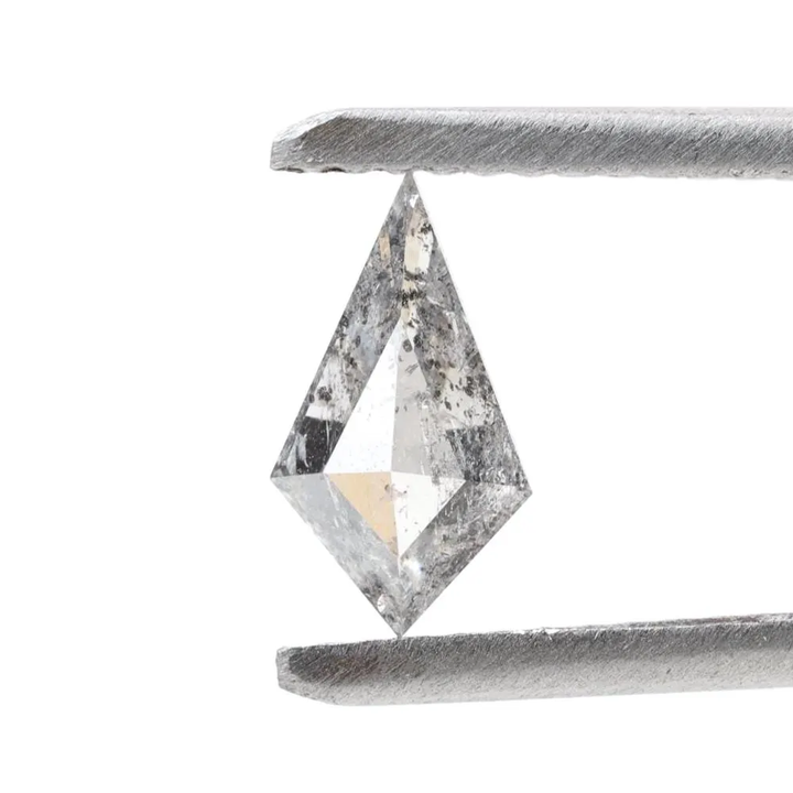0.50 Ct Salt and Pepper Diamond, Natural Gray Kite Loose Diamonds for Engagement Ring