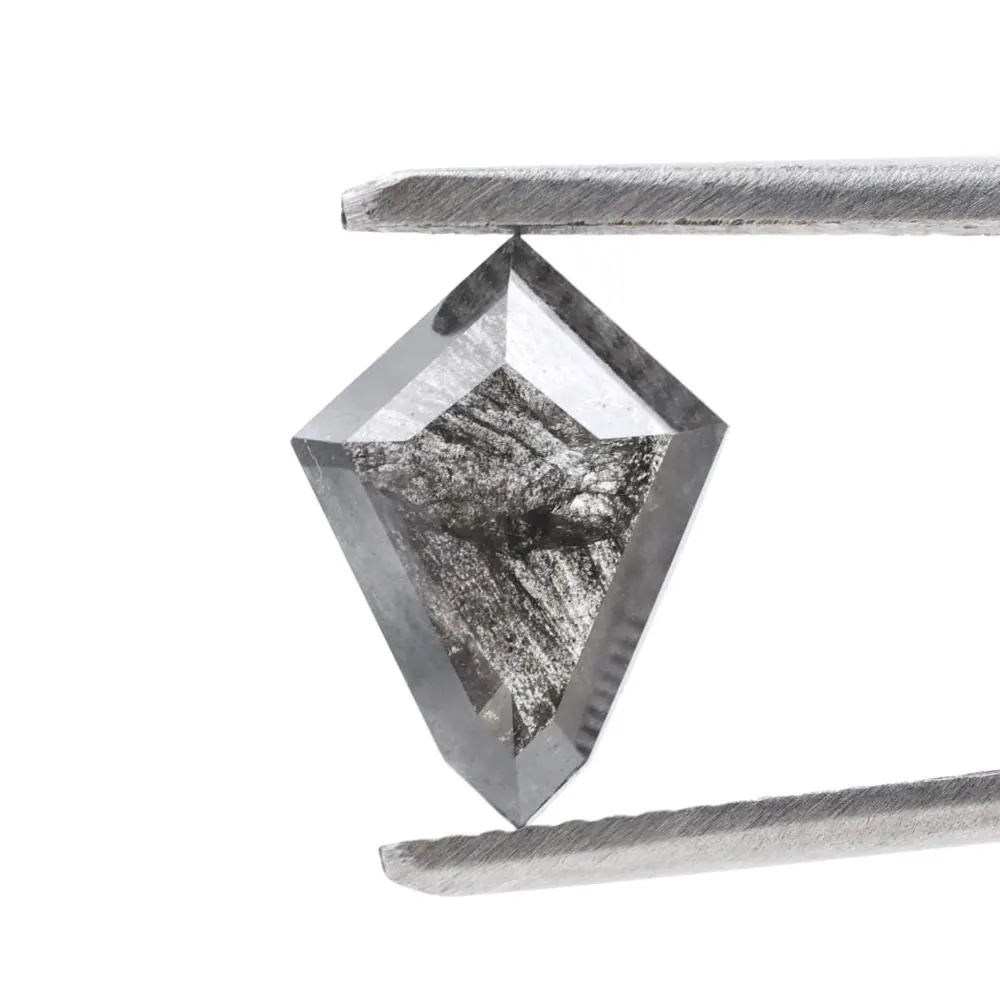 2.18 Ct Salt and Pepper Diamond, Natural Gray Smokey Kite Loose Diamonds for Engagement Ring