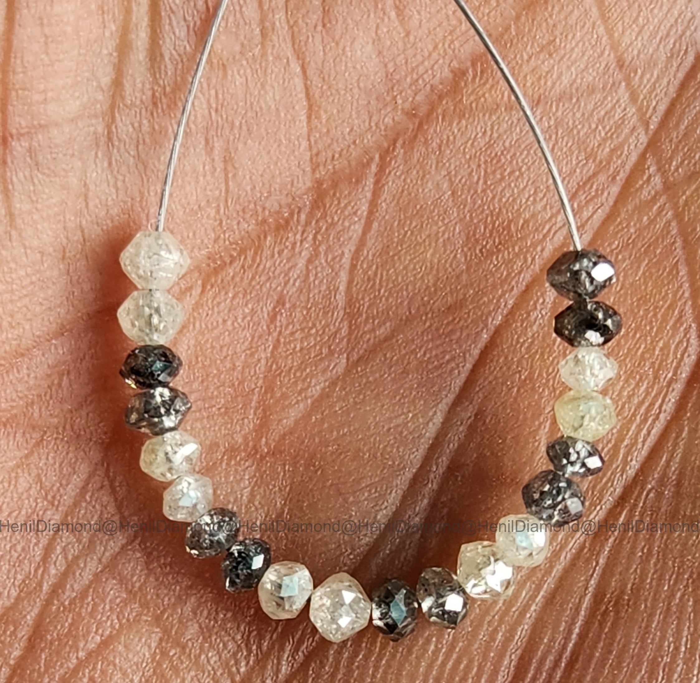 1.02 Ct Lot 1.50 to 2.00 MM Natural White Gray Polished Round Loose Diamonds Beads wt Drilled Hole for Necklace