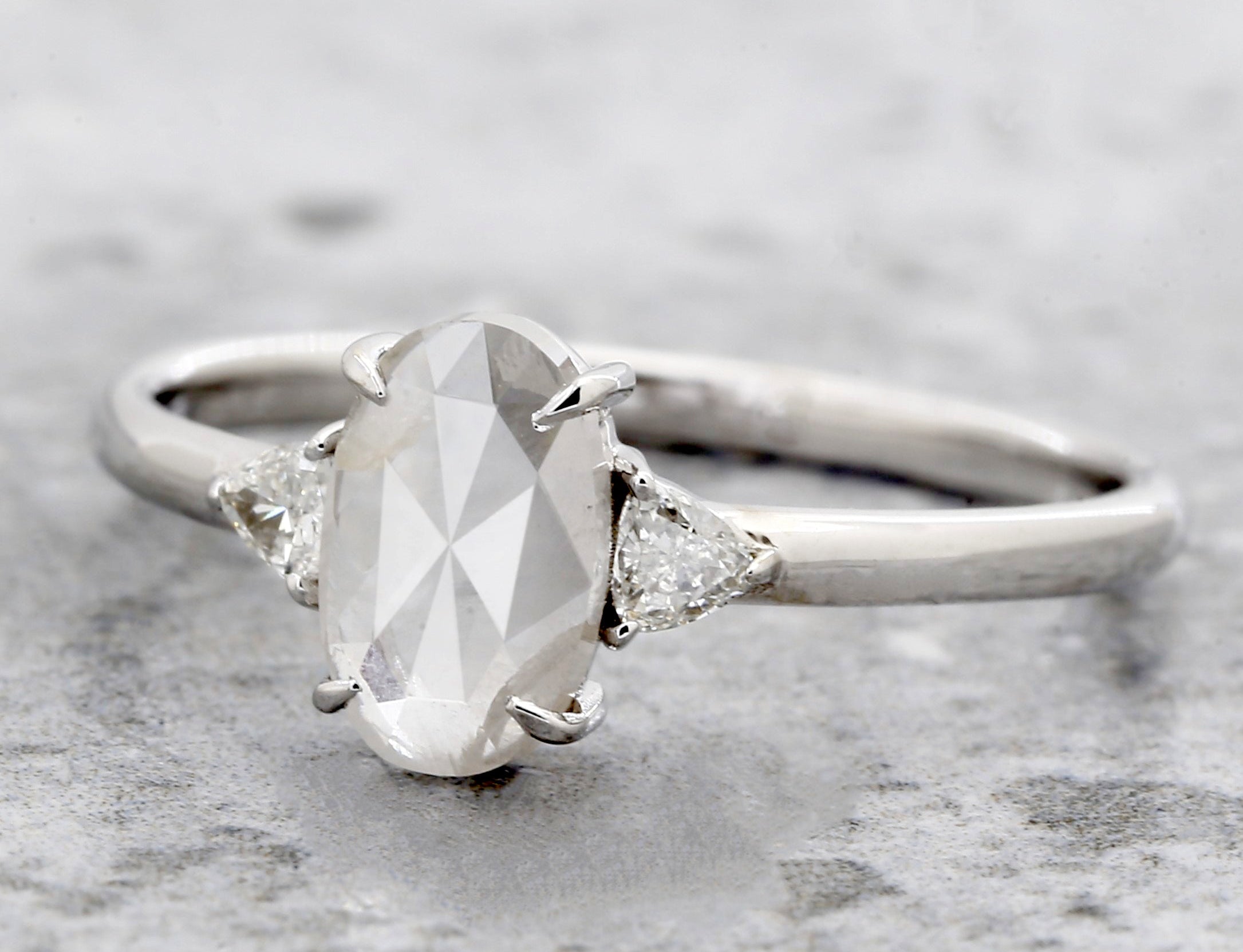 Salt and Pepper Diamond Ring, 14K Gold Engagement Ring, Natural Gray Oval Diamond Ring, Christmas Gift