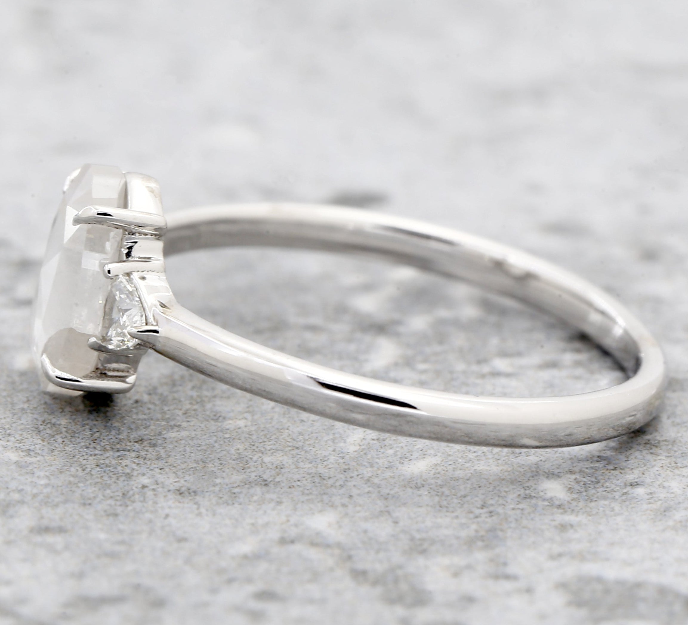 Salt and Pepper Diamond Ring, 14K Gold Engagement Ring, Natural Gray Oval Diamond Ring, Christmas Gift