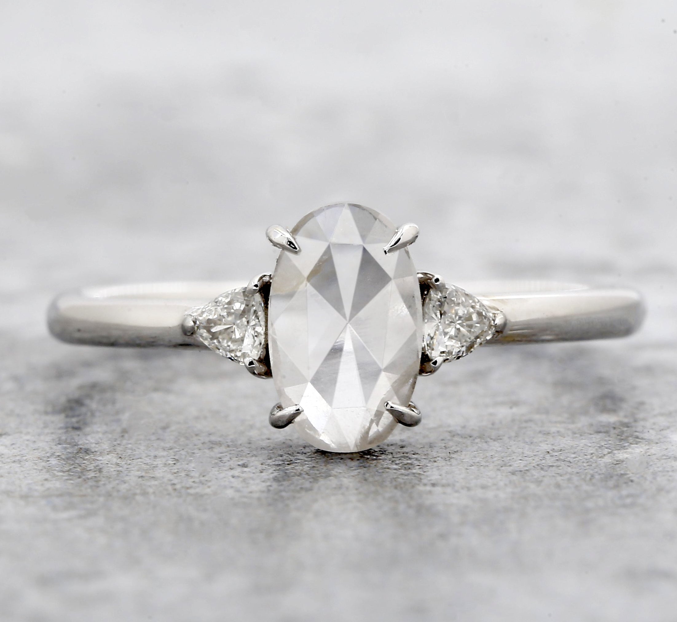 Salt and Pepper Diamond Ring, 14K Gold Engagement Ring, Natural Gray Oval Diamond Ring, Christmas Gift