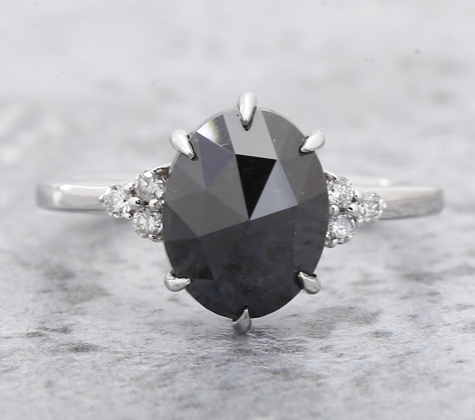 4.20 Ct Black Diamond Ring, 14K Gold Engagement Ring, Natural Pear Diamond Ring, Christmas Gift for Her