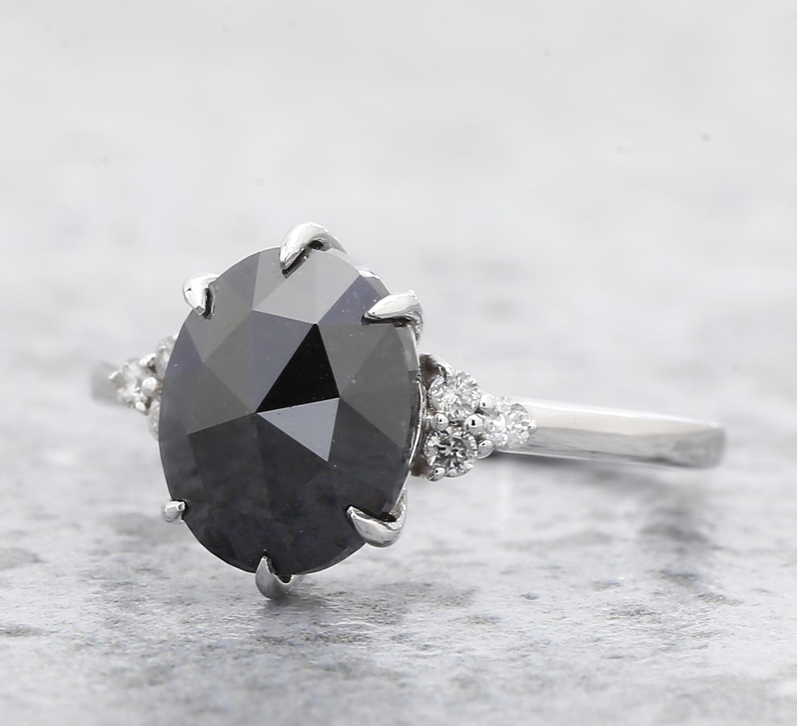 4.20 Ct Black Diamond Ring, 14K Gold Engagement Ring, Natural Pear Diamond Ring, Christmas Gift for Her