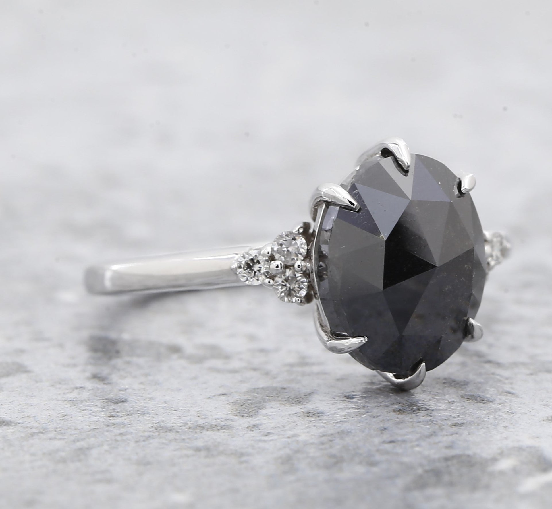 4.20 Ct Black Diamond Ring, 14K Gold Engagement Ring, Natural Pear Diamond Ring, Christmas Gift for Her