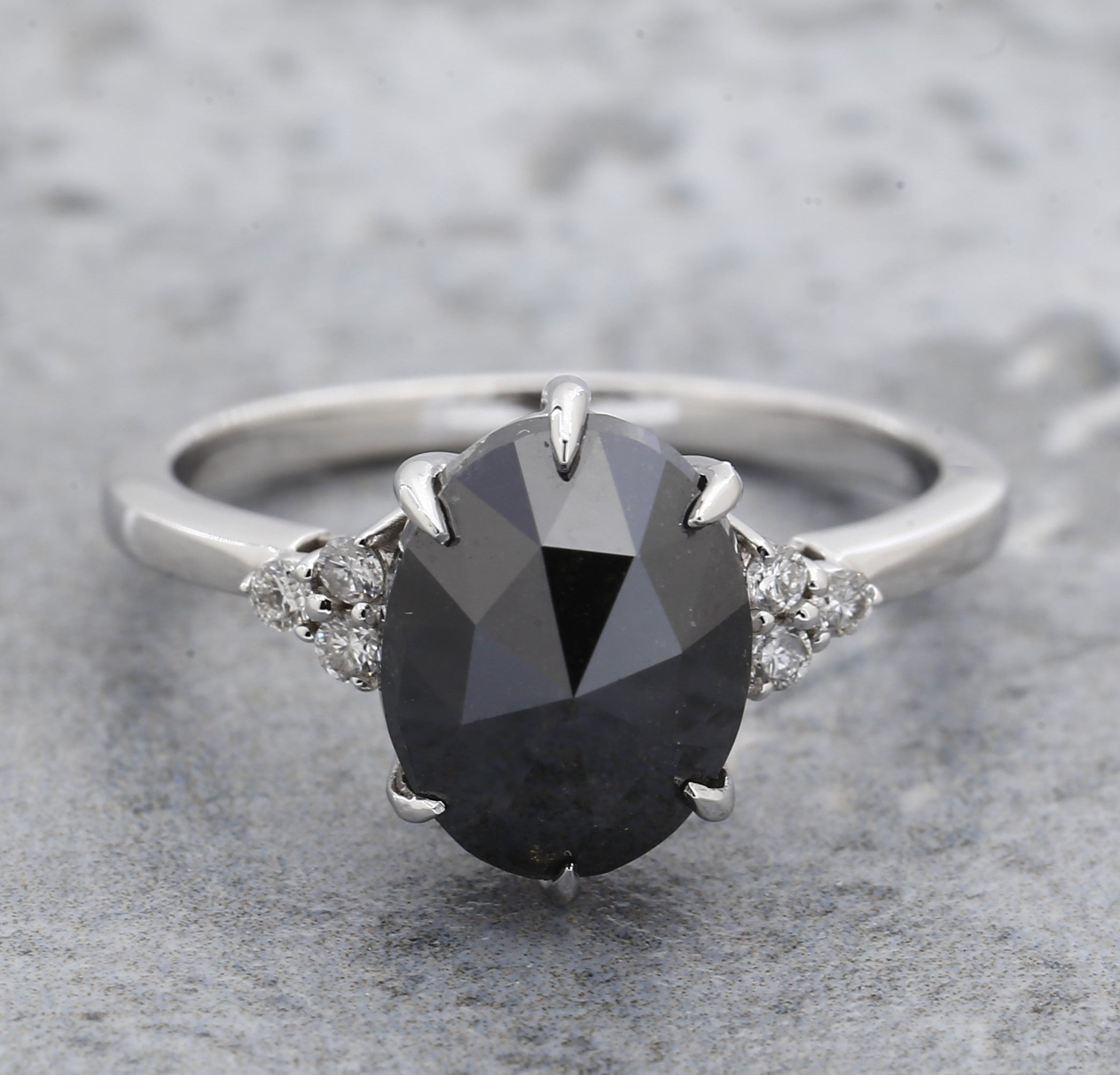4.20 Ct Black Diamond Ring, 14K Gold Engagement Ring, Natural Pear Diamond Ring, Christmas Gift for Her