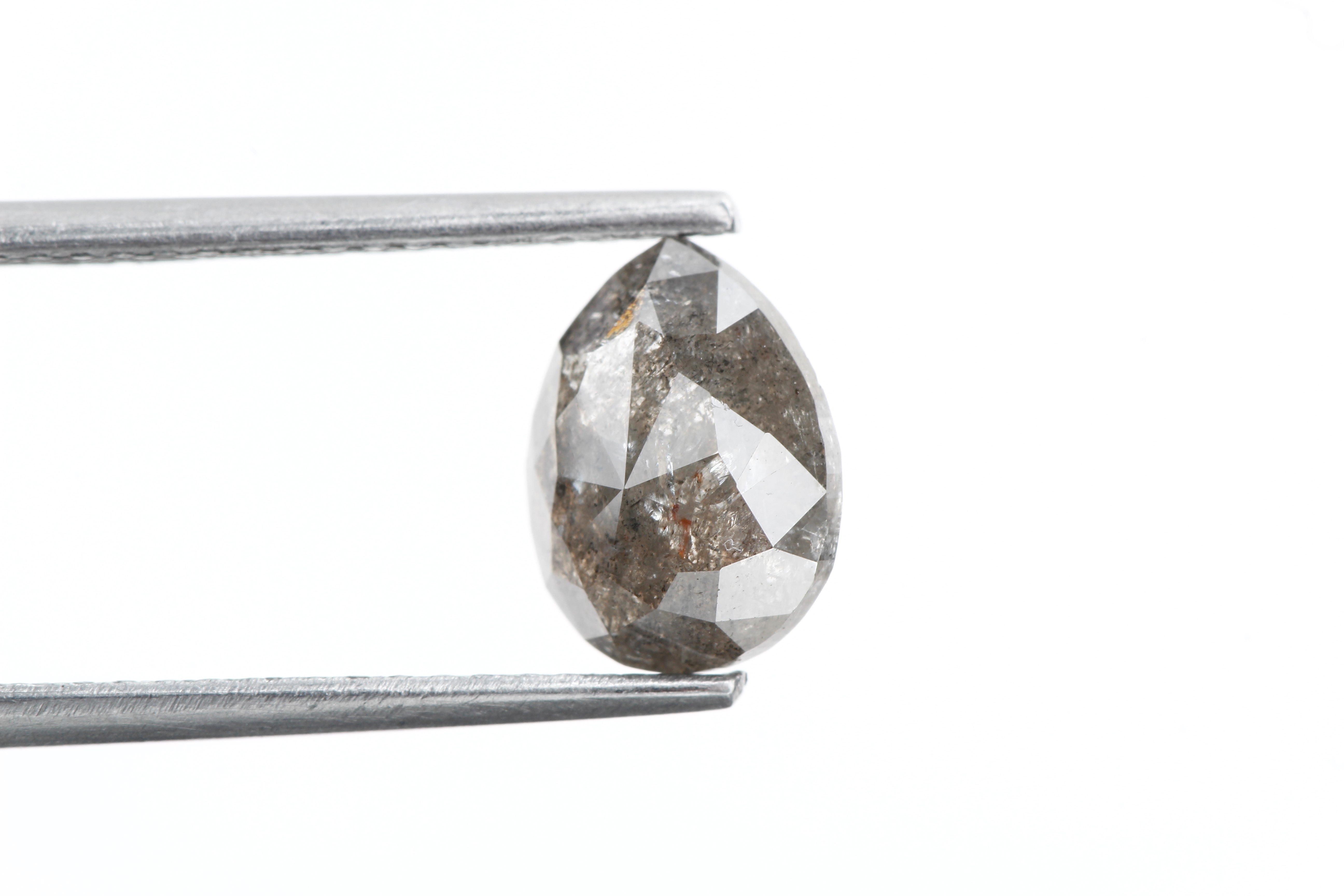 Salt and Pepper Diamond, 1.68 Ct Natural Gray Color Pear Cut Loose Diamond for Engagement Ring Jewelry