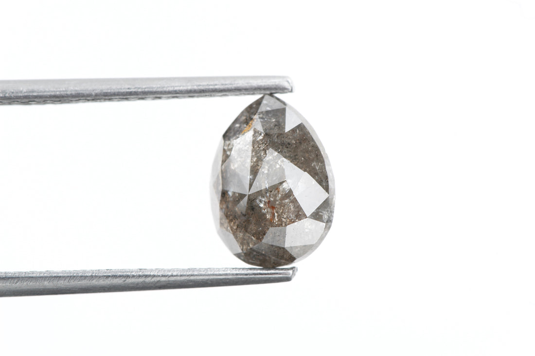 Salt and Pepper Diamond, 1.68 Ct Natural Gray Color Pear Cut Loose Diamond for Engagement Ring Jewelry