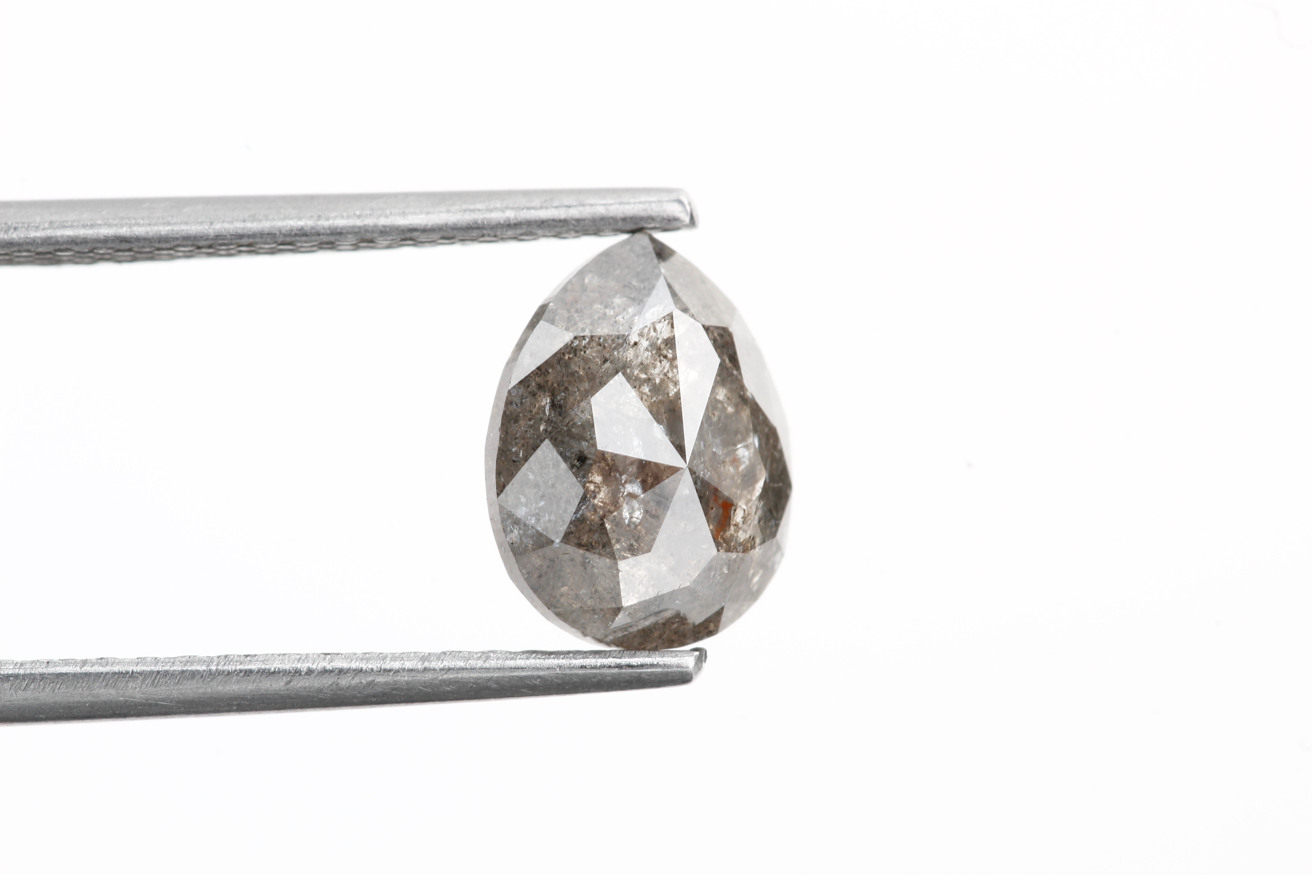Salt and Pepper Diamond, 1.68 Ct Natural Gray Color Pear Cut Loose Diamond for Engagement Ring Jewelry