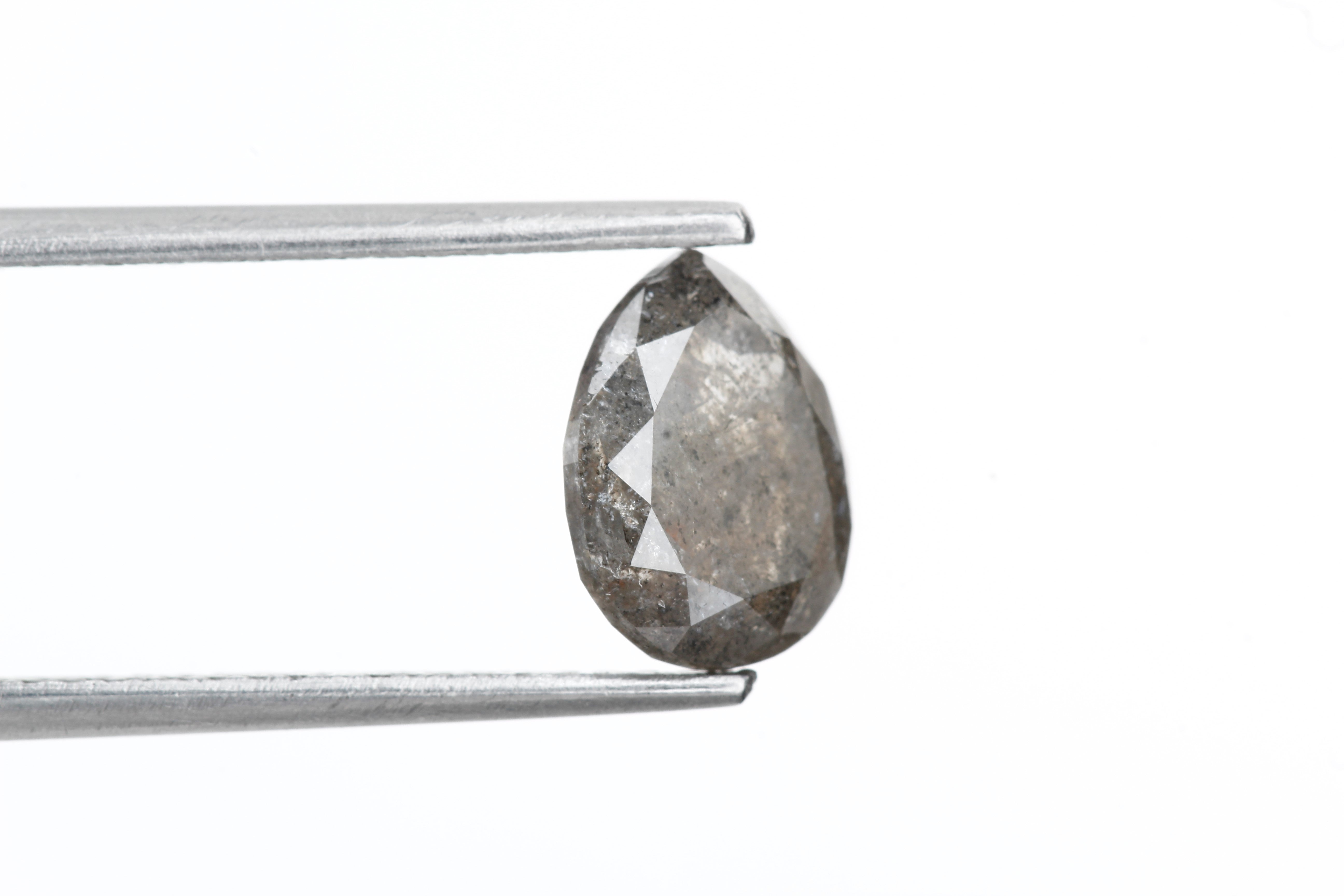 Salt and Pepper Diamond, 1.68 Ct Natural Gray Color Pear Cut Loose Diamond for Engagement Ring Jewelry