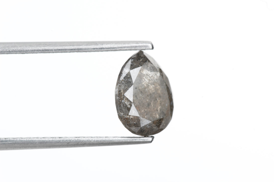 Salt and Pepper Diamond, 1.68 Ct Natural Gray Color Pear Cut Loose Diamond for Engagement Ring Jewelry