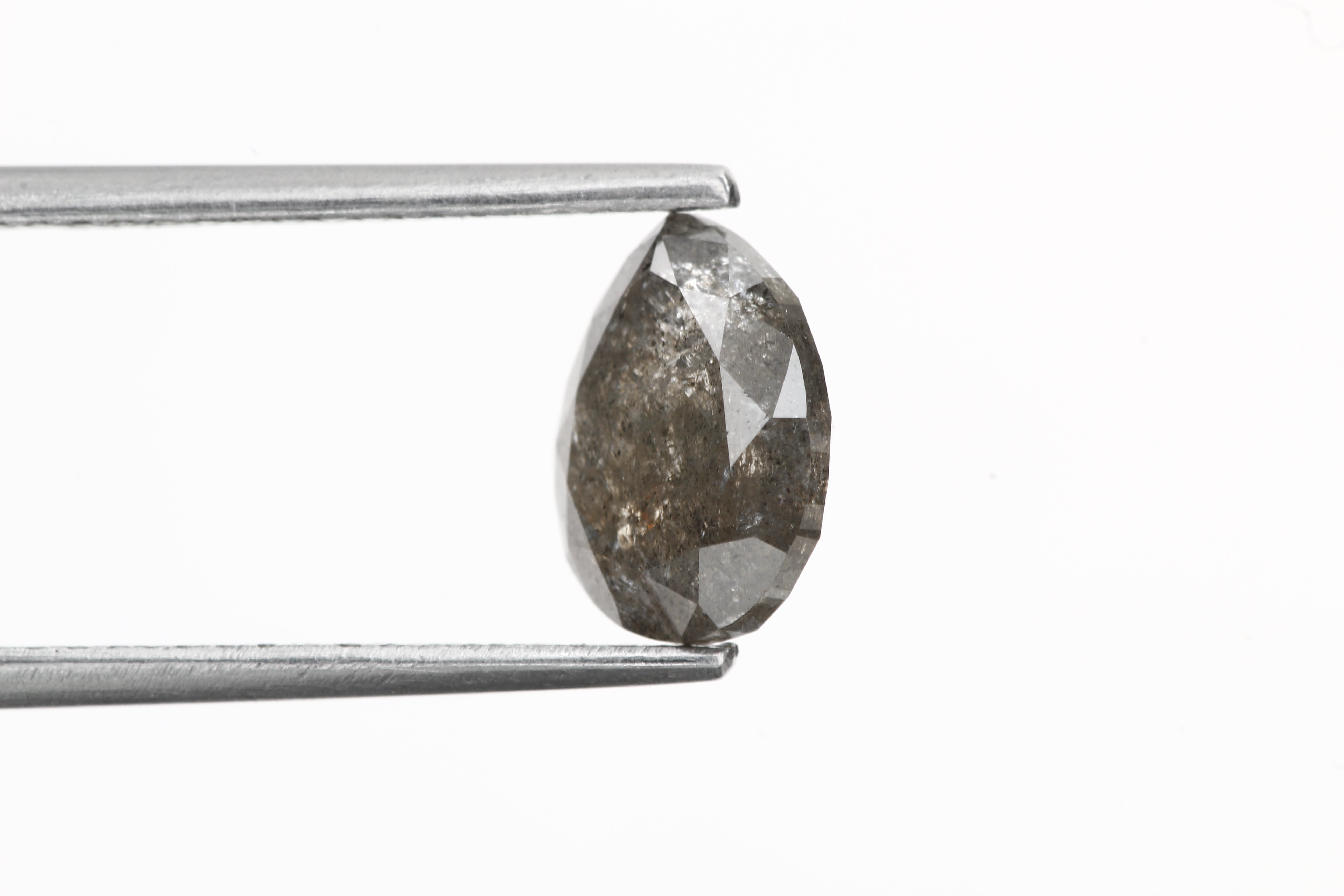 Salt and Pepper Diamond, 1.68 Ct Natural Gray Color Pear Cut Loose Diamond for Engagement Ring Jewelry